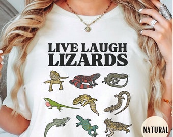 Uniseks Live Laugh Lizards-shirt | Grappige herpetologiehagedis, reptielenshirt voor biologieleraar, herpetoloog | Reptielencadeau, shirt herping