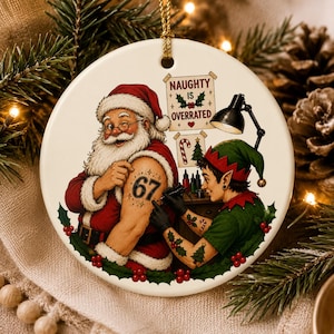 Funny 67 Ornament, Santa 67 Ornament, Teenager Stocking Stuffer, Meme Gift, Tattoo Artist Ornament, Brainrot Christmas 67 Gift