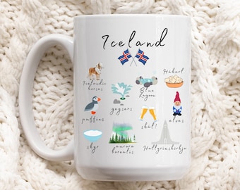 Iceland Mug, Iceland Gifts, Iceland Souvenir Mug, Iceland Gifts, Reykjavik Gift Iceland Landmarks, Iceland Vacation Souvenirs Travel Iceland