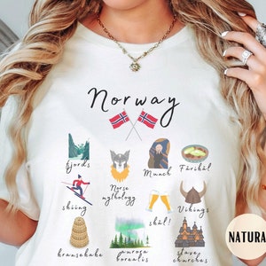 Norway Shirt | Norwegian Gems & Landmarks Souvenir Tee and Gift, Oslo, Bergen Tourist Shirt