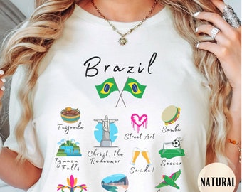 Brazil Shirt | Brazilian Landmarks Souvenir Tee and Gift, Rio De Janeiro Shirt, Sao Paulo Shirt