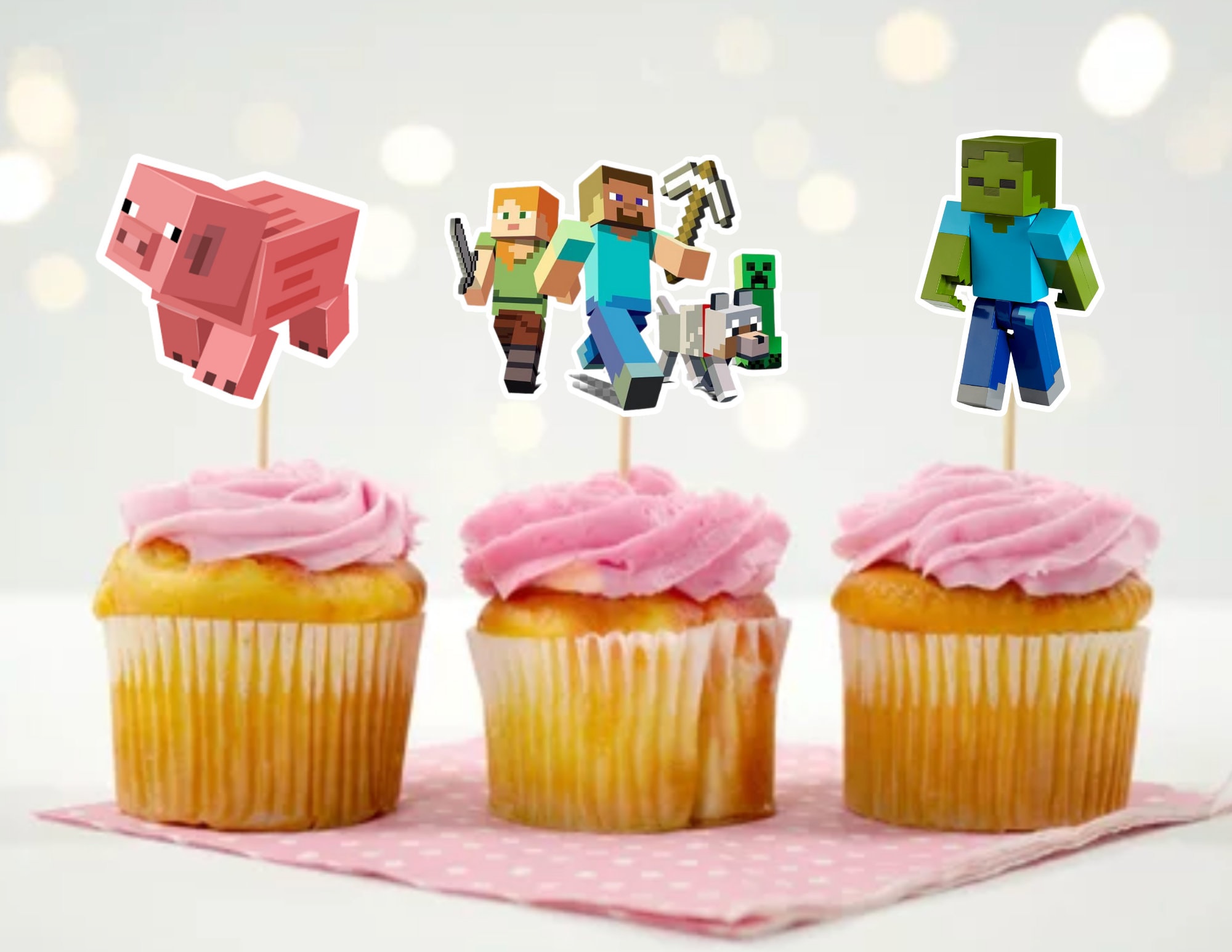 Minecraft Cupcake Topper Minecraft Party Minecraft Birthday Etsy