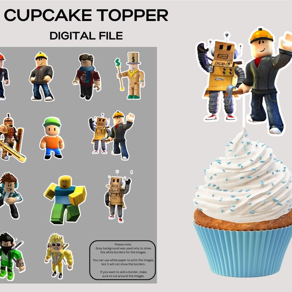 Roblox Cupcake Topper, Roblox Party, Roblox Birthday