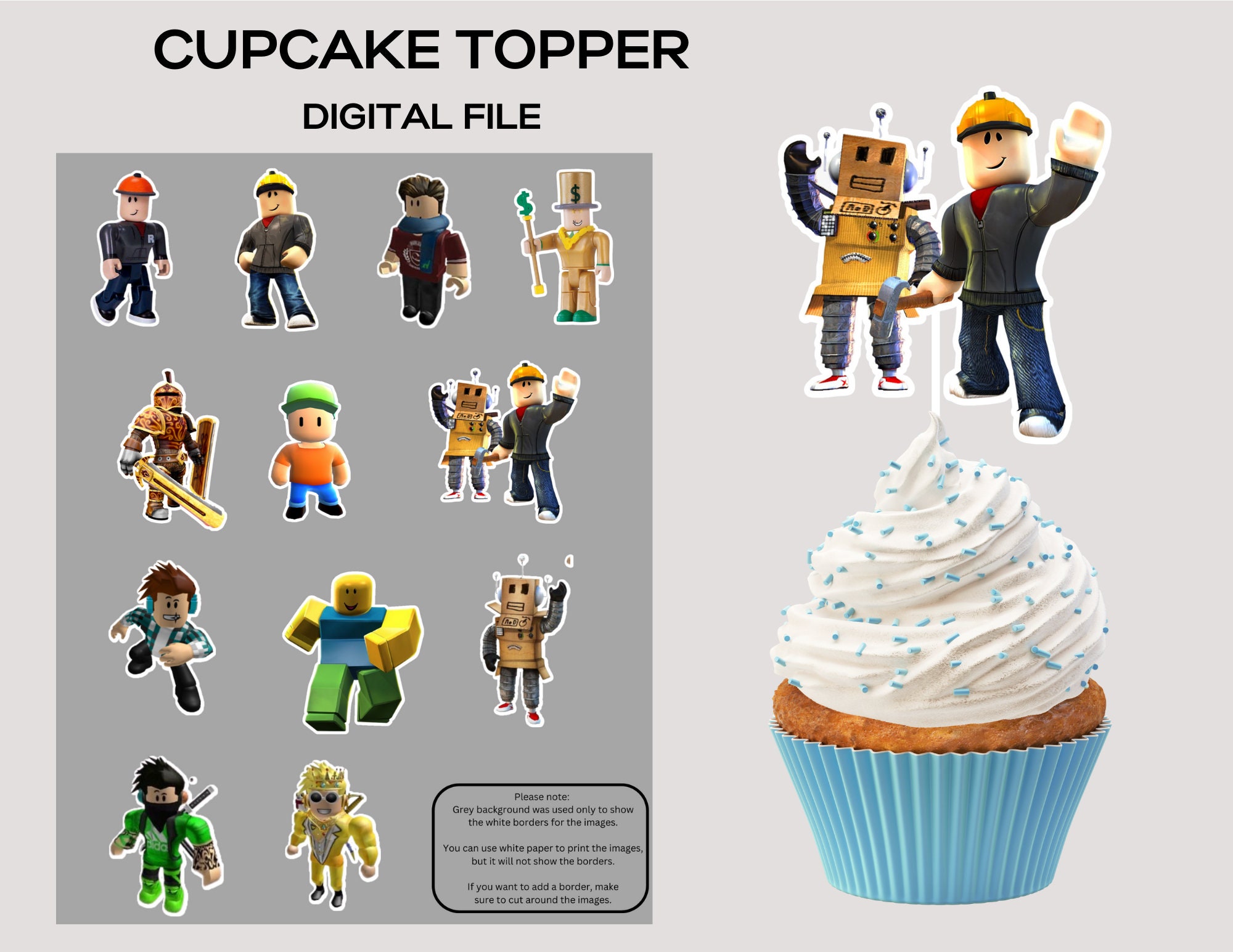 Roblox • Topper • Pennants • Stickers • Cupcake Toppers • FREE