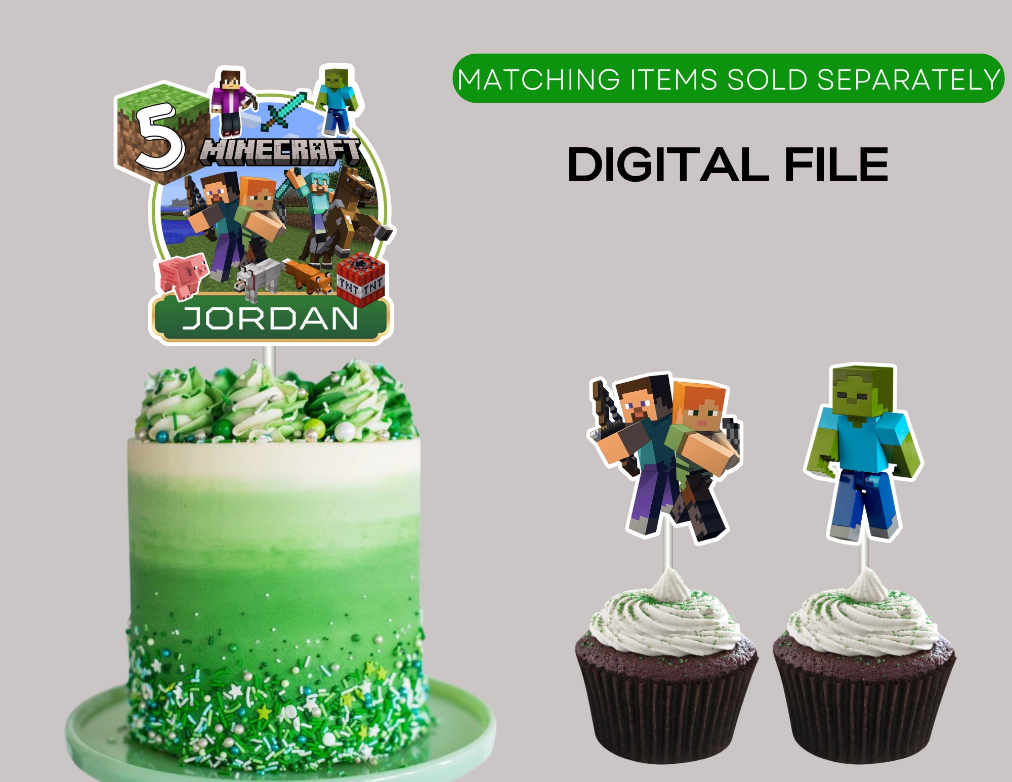 Minecraft Cupcake Topper Minecraft Party Minecraft Birthday Etsy