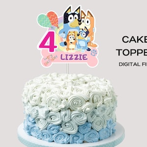 Blue Dog Cake Topper, Bluey Cake Topper, Dog Birthday Party