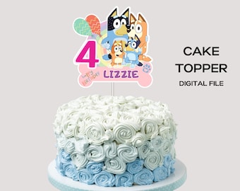 Blue Dog Cake Topper, Bluey Cake Topper, Dog Birthday Party