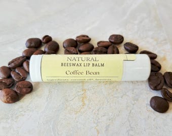 Coffee Bean Lip Balm, Natural Lip Care, Artisan Handmade, Shea Butter & Coconut Oil, Vitamin E, Beeswax NO PETROLEUM or Synthetic Fragrance