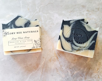 Charcoal & Tea Tree Deep Cleansing Goat Milk Soap, Detox Facial Bar, Oil Control Clean Beauty, Small Batch Soap, Acne Care