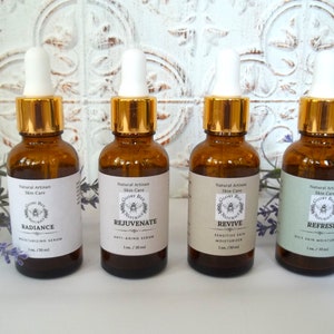 Facial Serum Sample Pack, Natural Moisturizer 4 Formulas General Moisturizer, Mature Skin, Oil Control, Elevated Formula with Olive Squalane image 4
