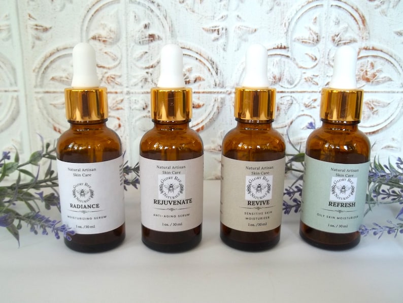 Facial Serum Sample Pack, Natural Moisturizer 4 Formulas General Moisturizer, Mature Skin, Oil Control, Elevated Formula with Olive Squalane image 4