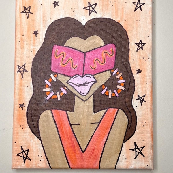 Preppy Funky Girl Painting Etsy