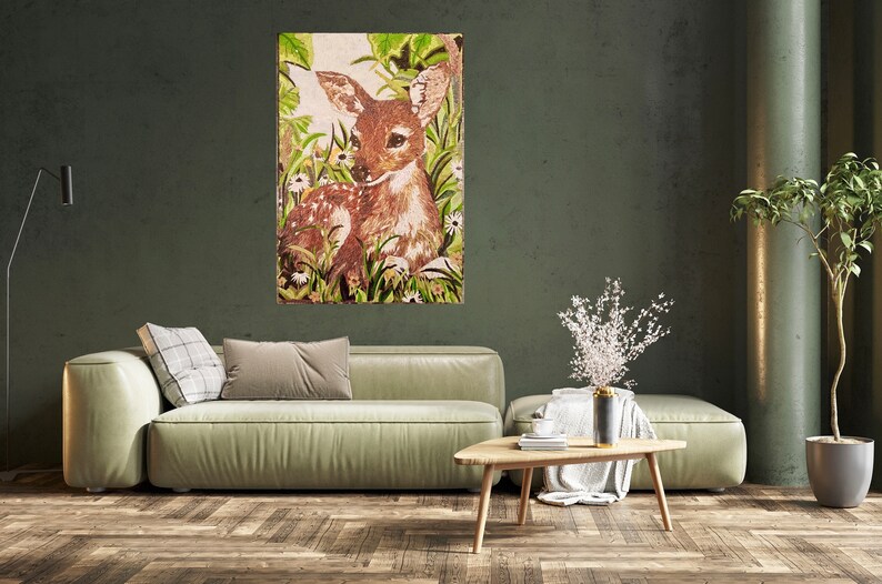 Handmade Mosaic Deer in a Meadow Natural Stone Mural Etsy