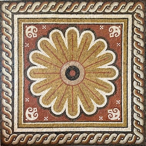 MOSAIC ARTWORK | Sun Medallion | Natural Stone | Mosaic Tiles | Home Decoration | Stone Mosaic Accent | Custom Size | Entry Hall Decoration