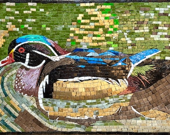 Wood Duck - Handmade Mosaic Wall Art - Natural Stone & Marble Mural - Kitchen Backsplash - Home Decoration - Patio Accent - Indoor Wall Art