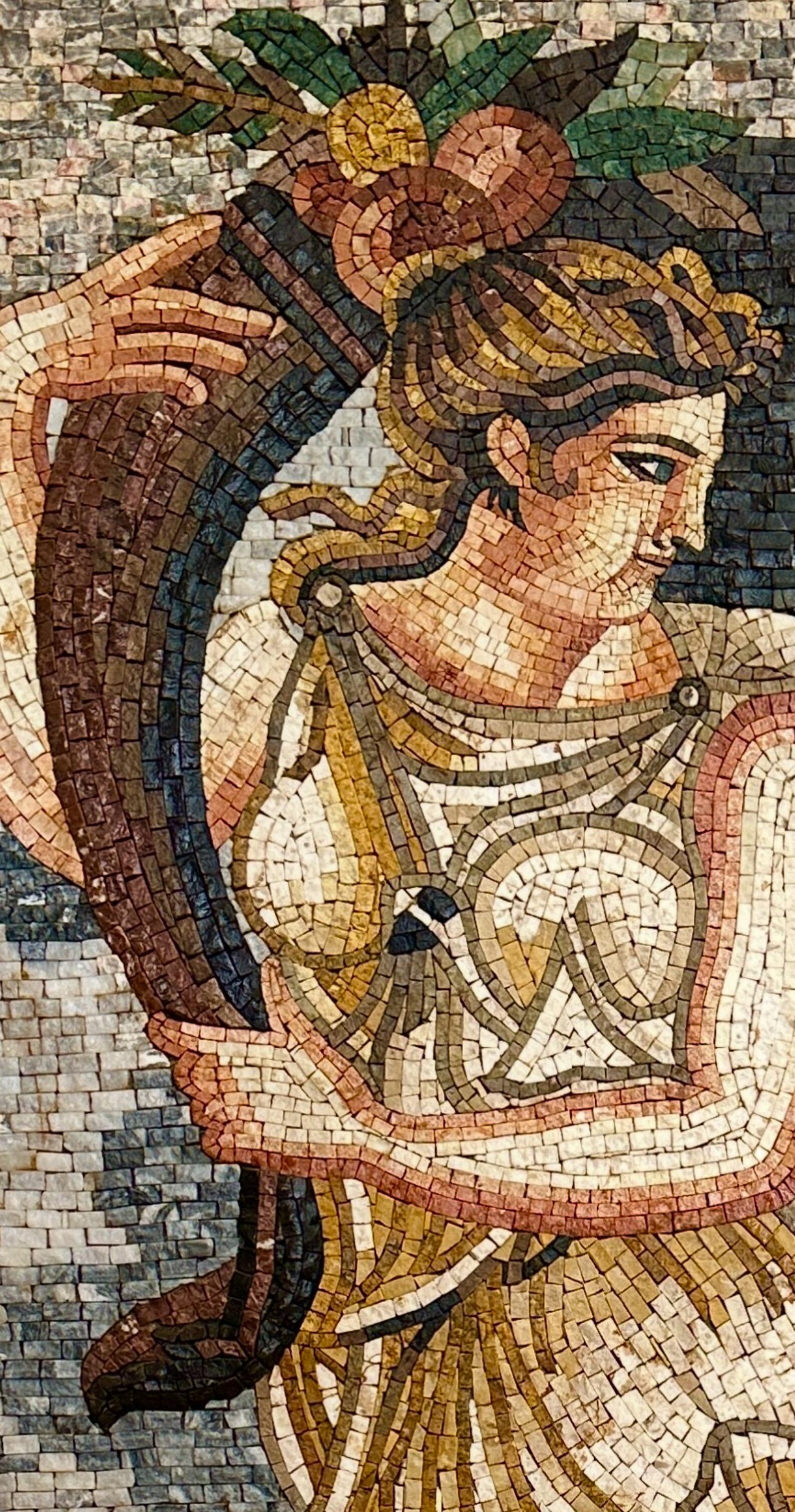 Ceres Goddess Mosaic With Cornucopia - Handmade Roman Style Marble ...