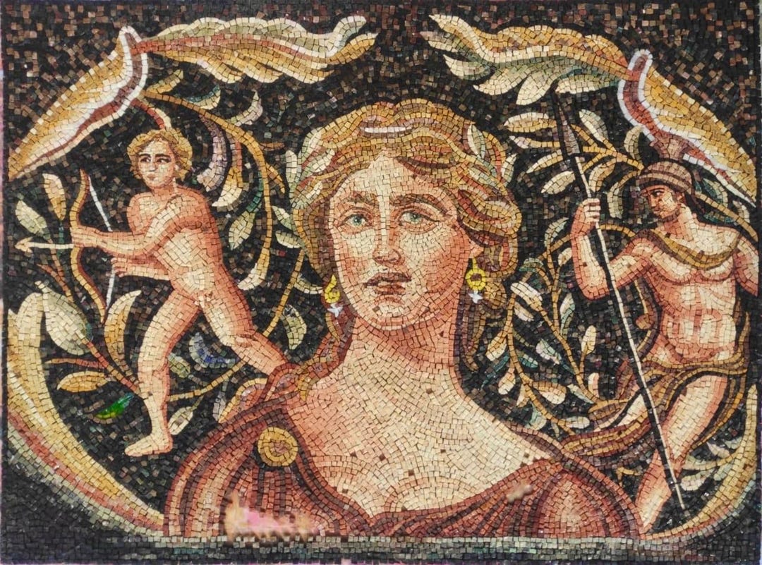 Ancient Roman Goddess Mosaic - Handmade From Stone & Marble - Classical ...