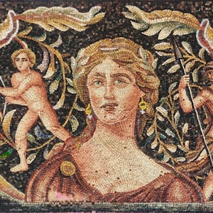 Ancient Roman Goddess Mosaic - Handmade from Stone & Marble - Classical Mythology - Mosaic Wall Art - Interior/Exterior Decor - Custom Sizes