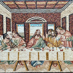 LAST SUPPER MOSAIC - Christian Mosaic Art - Religious Statement Art - Christ Mosaic - Handmade Tile Mosaic - Last Supper Reproduction