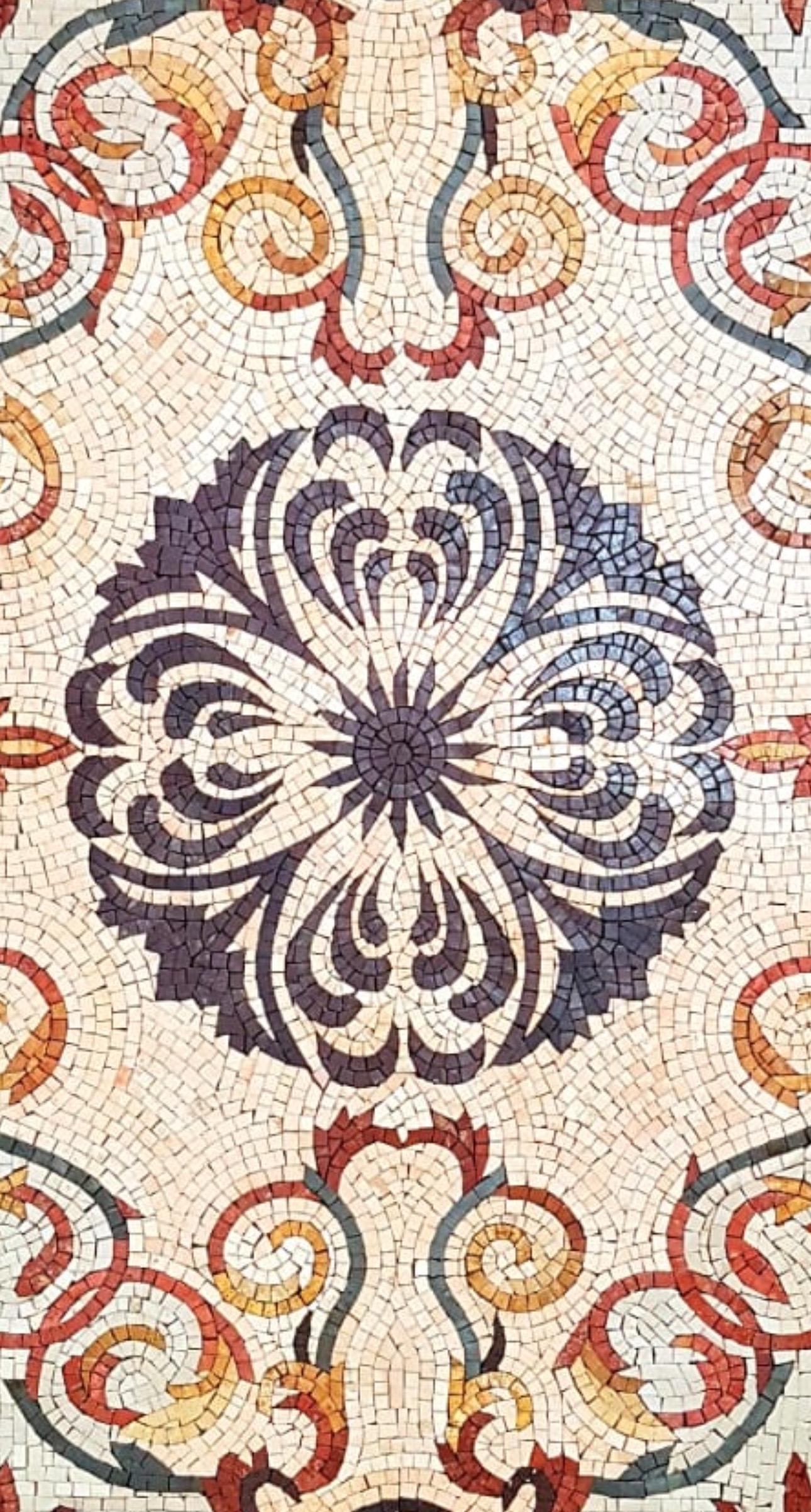 Tile Inlay Rug Round Medallion Inlay | Mosaic Art Rug | Natural Stone | Mosaic Tile | Home ...
