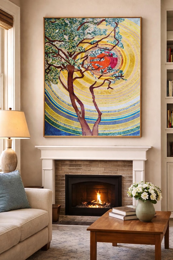 Handmade Mosaic Art - Summer Sun - Natural Stone - Home Decoration