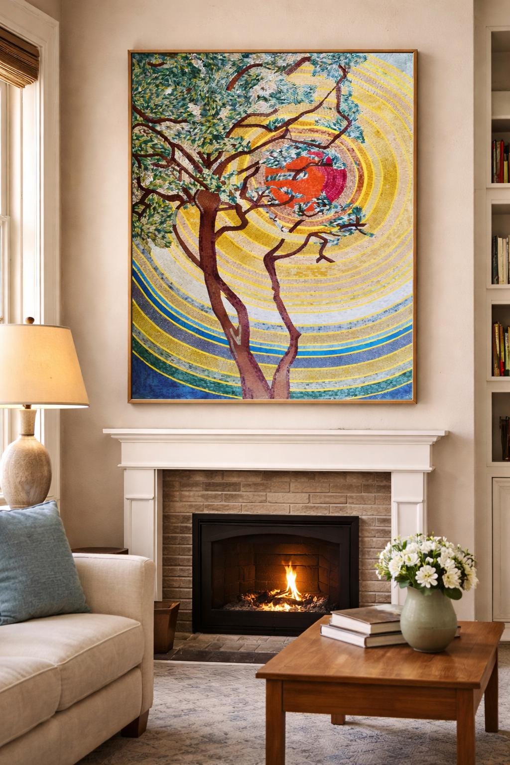 Handmade Mosaic Art - Summer Sun - Natural Stone - Home Decoration