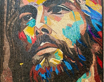 COLORFUL RELIGIOUS MOSAIC - Jesus Christ - Handmade Wall Art - Stone & Smalti - Christian Art - Mosaic Tile Art - Creative Design - Any Size