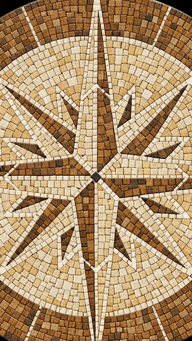 Handmade Compass Mosaic Art - Round Floor Medallion - Entrance Mosaic ...