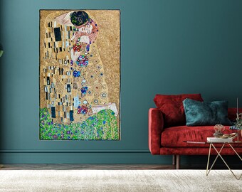 接吻（グスタフ・クリムト複製） - 手作りモザイク壁画 - 天然石壁画
