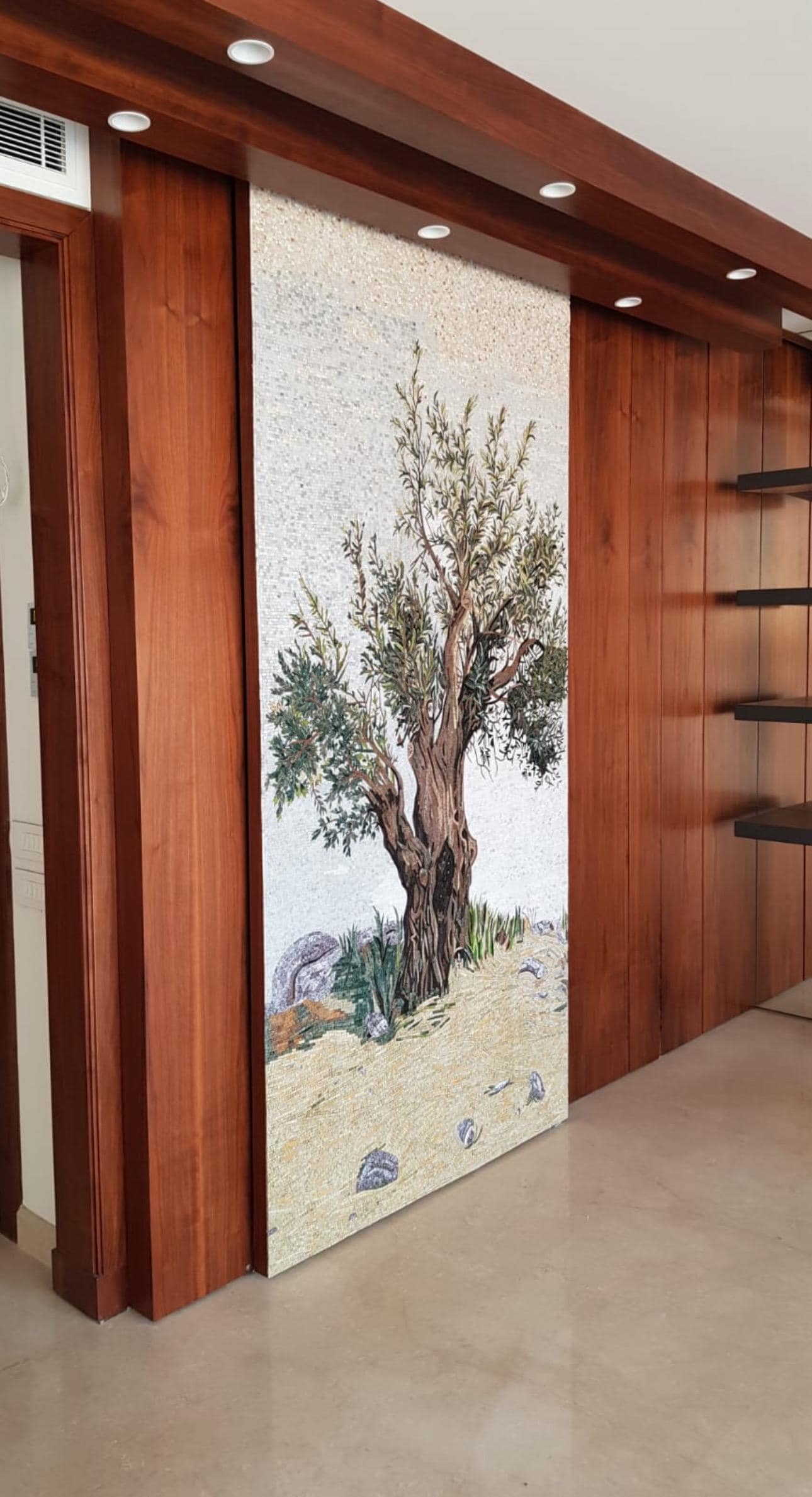 Olive Tree - Natural Stone Wall Art - Handmade Mosaic Tile Art