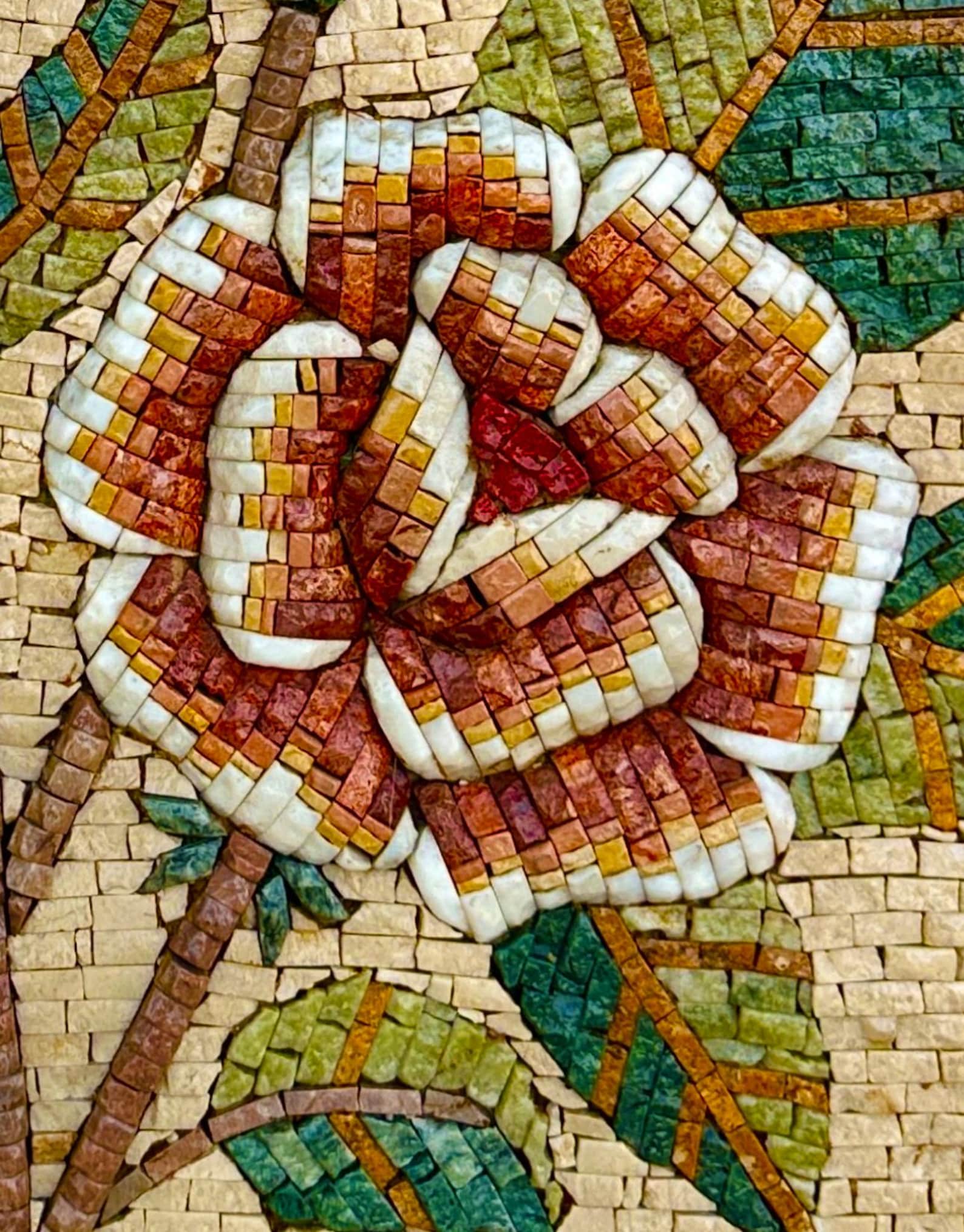 FLOWER MOSAIC - Handmade Wall Art - Marble Tile - Natural Stone ...