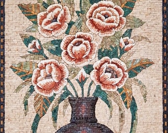 花瓶に生けられた豪華な花束のモザイクアート - Etsy 日本