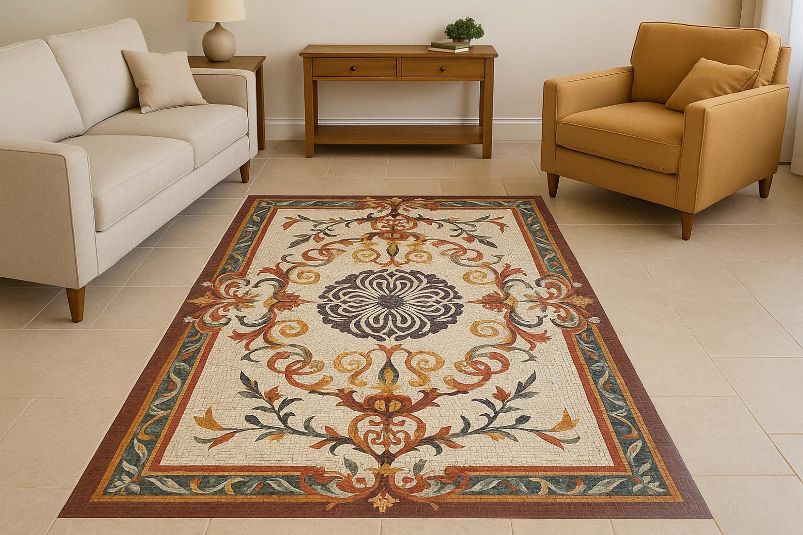 Texture Rug Inlay Medallion Inlay | Mosaic Art Rug | Natural Stone | Mosaic Tile | Home ...