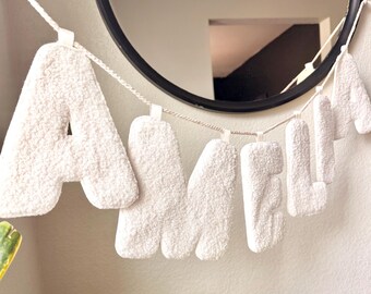 Custom Puffy Name Banner | Soft Nursery Decor | Plush Letter Sign | Cozy Baby Name Garland | Boucle Fabric Banner | Baby Shower Gift