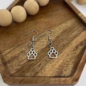 Silver Paw Print Earrings