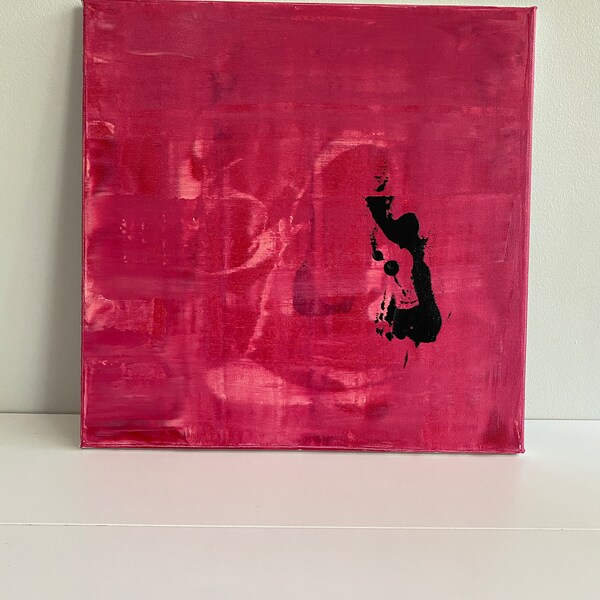 Original 6"x6" Abstract Painting -Pink- by Kenta