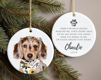 Custom Dog Photo Ornament, Dog Memorial Ornament, Personalized Dog Ornament, Forever Loved Dog Ornament, Pet Loss Keepsake,Dog Memorial Gift