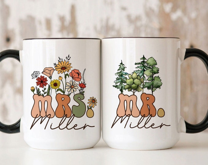 Mr and Mrs Mug, Personalized Mr Mrs Wedding Mug, Custom Wedding Gift, Bride and Groom Mug, Custom Gift For Bride, Bridal Shower Gift