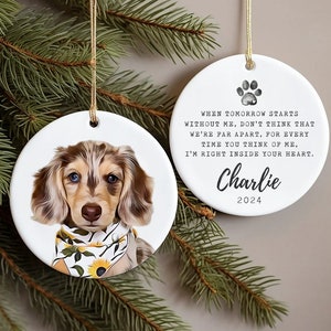 Custom Dog Photo Ornament, Dog Memorial Ornament, Personalized Dog Ornament, Forever Loved Dog Ornament, Pet Loss Keepsake,Dog Memorial Gift