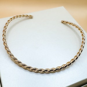 Gold Neck Wire Choker, Braided Necklace for Women, Rigid Choker Collar, Open Choker Necklace, Choker Necklace, Gold-Plated Choker Necklace