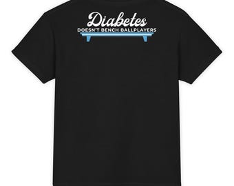 Diabetes Doesn't Bench Ballplayers™ Youth Shirt | Kids T1D Softball Tee | Comfort Colors Youth T-Shirt