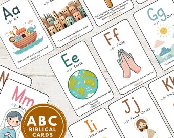 ABC Bible Scripture Flash Cards | Christian Alphabet Card Set | Kids’ Bible Verses Memorization Activity, Learning Tool | Bible Alphabet