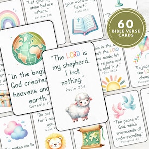 60 Bibelverskarten | Schrift Memory Karten | Bibelverse für Kinder | Christliches Lernwerkzeug | NIV | Schriftkarten | Karteikarten