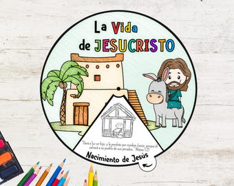 The Life of Jesus Christ Coloring Wheel IN SPANISH | Bible Story Wheel | Printable Bible Activity | Kids Bible Lesson | Sunday School