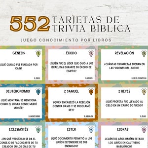 552 Tarjetas de Trivia Bíblica en ESPAÑOL / Preguntas de Trivia Bíblica / Juego de Conocimiento de Trivia Bíblica por Libros / Juegos Bíblicos de la Iglesia / Juegos Imprimibles