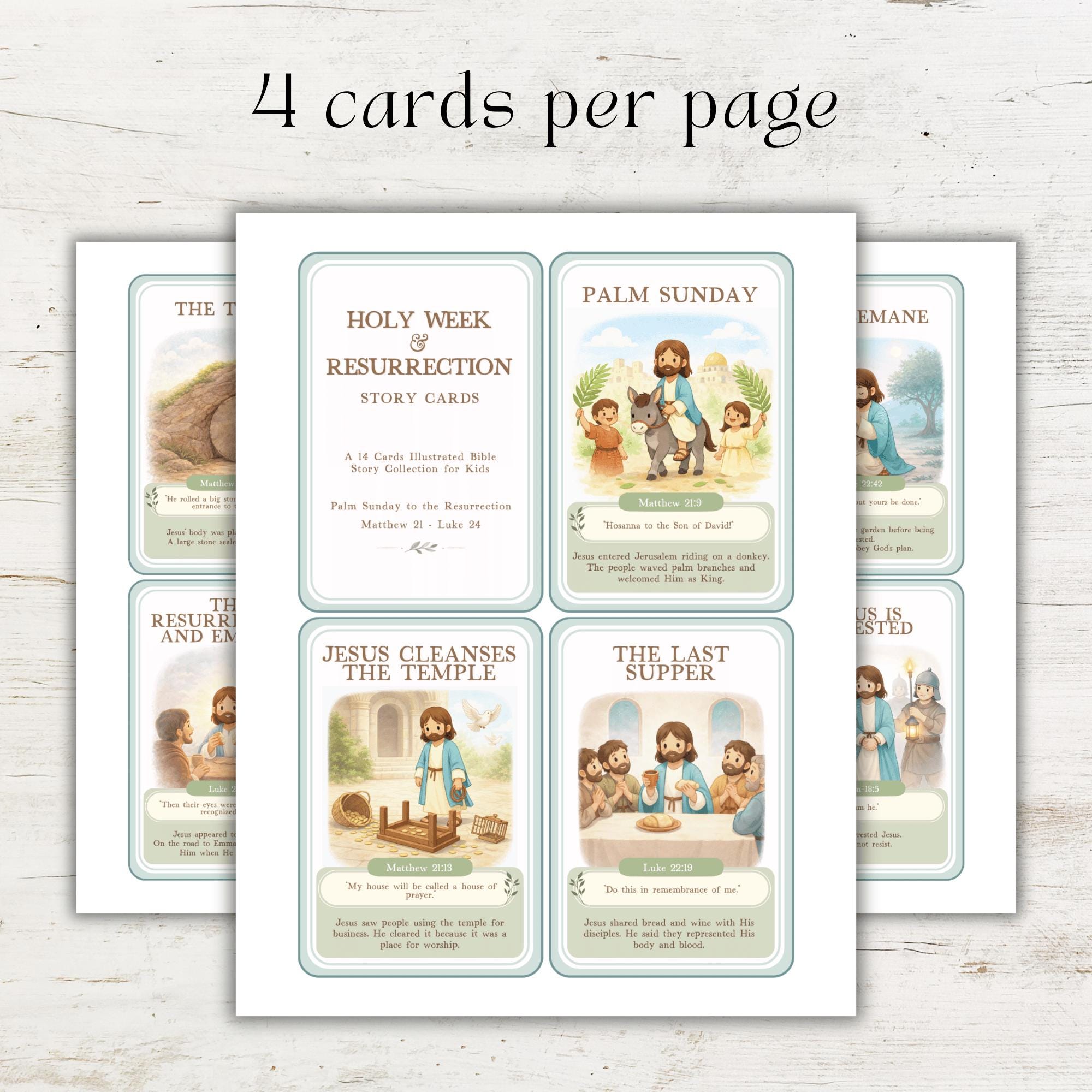 Holy Week Bible Story Cards for Kids, Easter Story Printable, 14 Holy ...