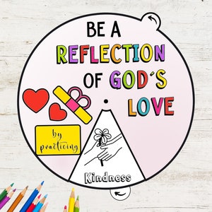 God is love Coloring Wheel, God Coloring Wheel, Printable Bible Activity, Watercolor, Kids Bible Lesson, Sunday School