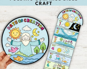 Tage der Schöpfung Falten Überraschung Bibel Handwerk, Bibellektion für Kinder, Sonntagsschule druckbar, faltbare Bibel Aktivität, Handwerk für Kinder