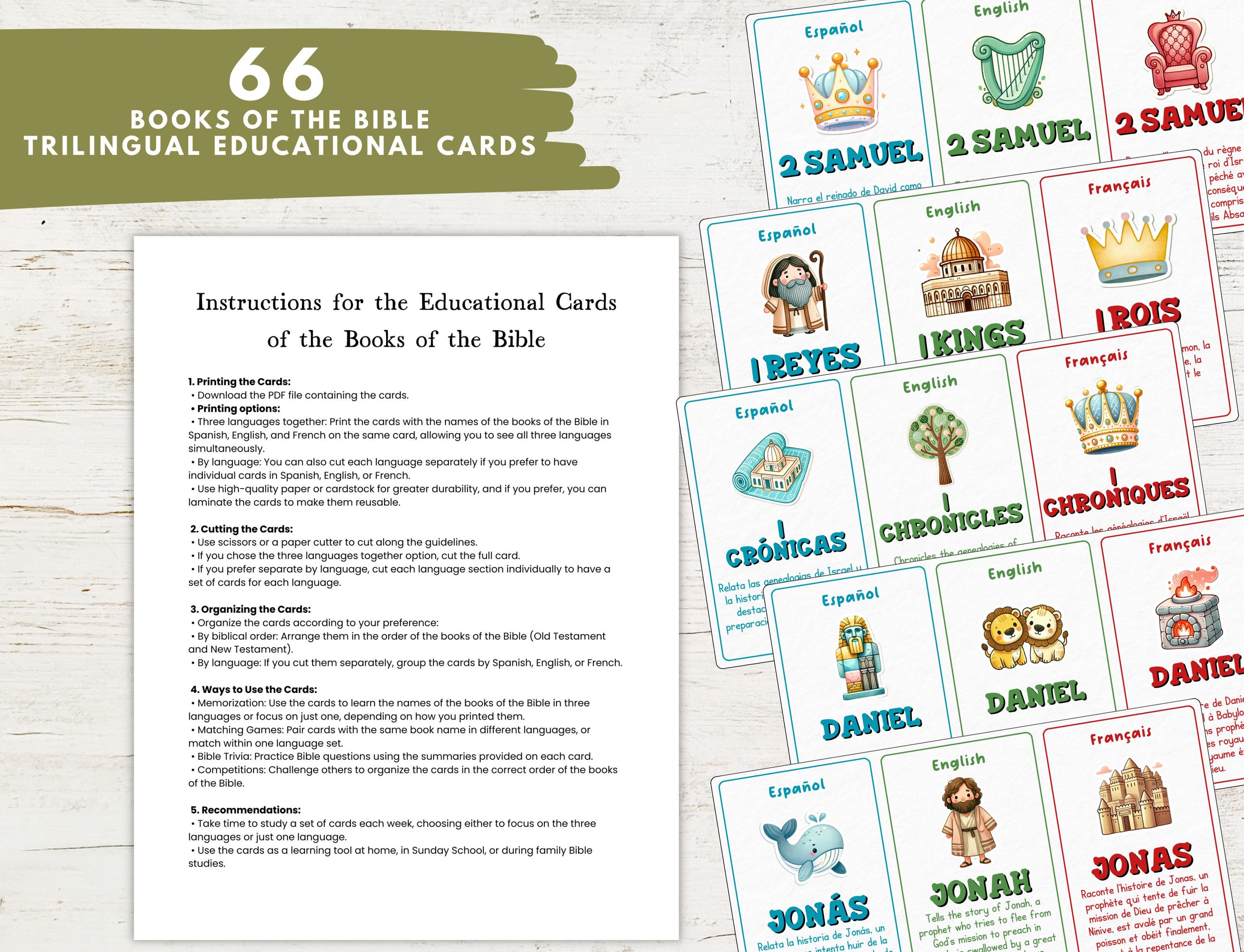 2025人気新作 Books 66 of Cards Educational Trilingual Bible: the 絵本・児童書