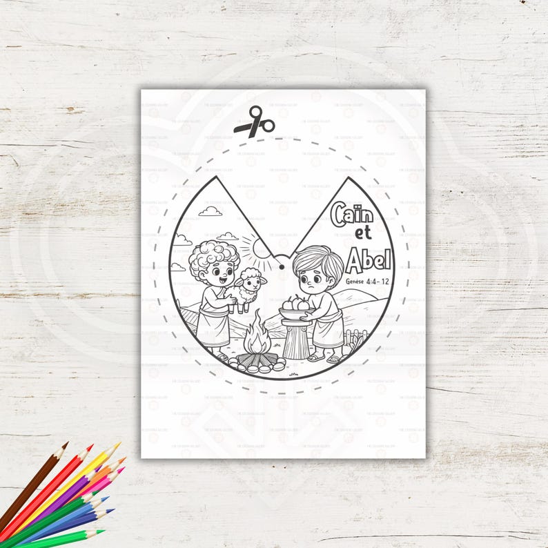 Cain and Abel Coloring Wheel IN FRENCH | Bible Story Activity for Kids ...